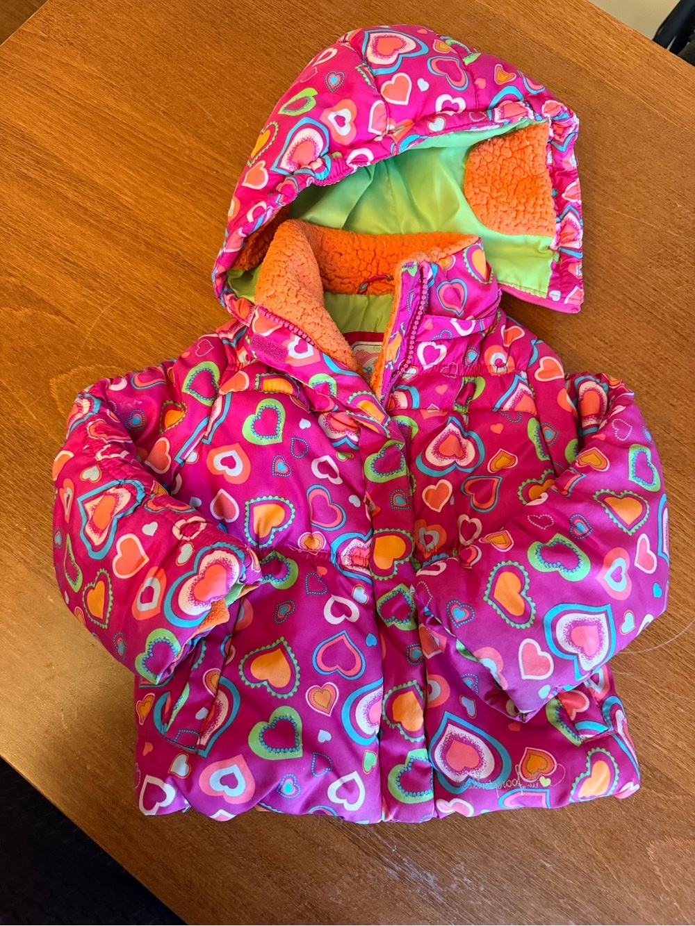 Weatherproof Pink Heart-Print Puffer Jacket